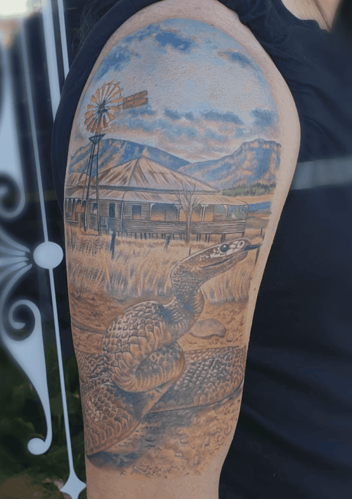 Taipan Landscape Snake Tattoo