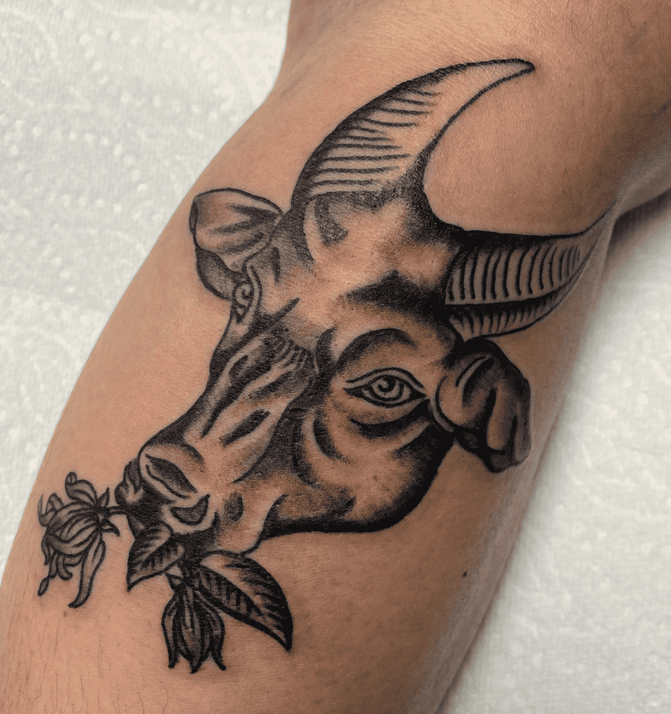 Tamaraw Flower Bovine Tattoo