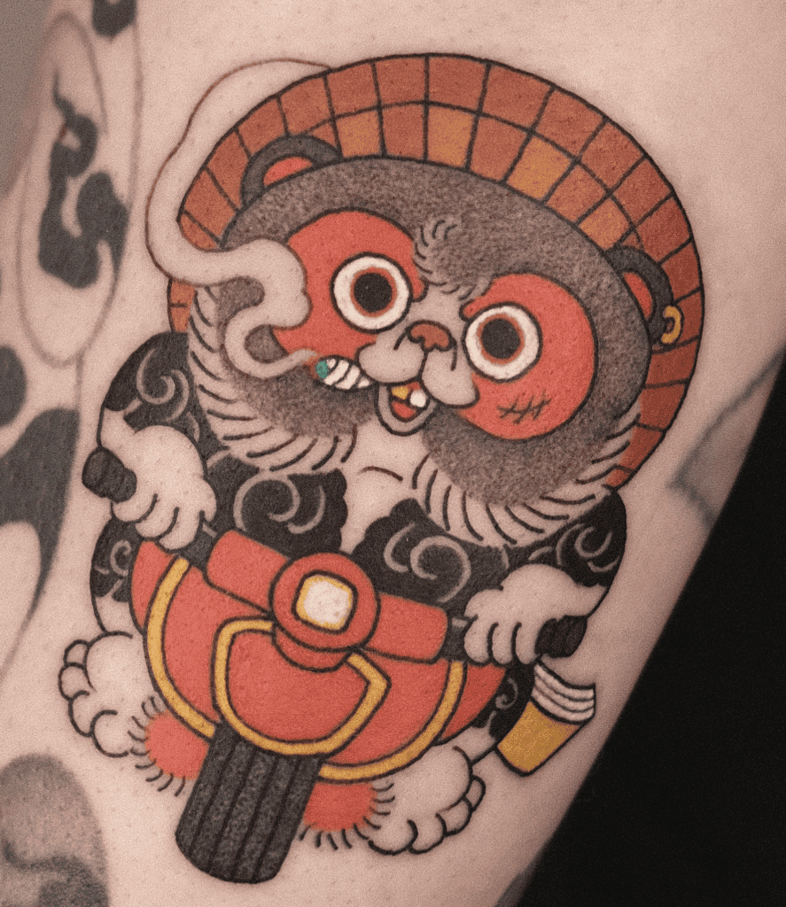 Tanuki Bike Japanese Mythology Tattoo