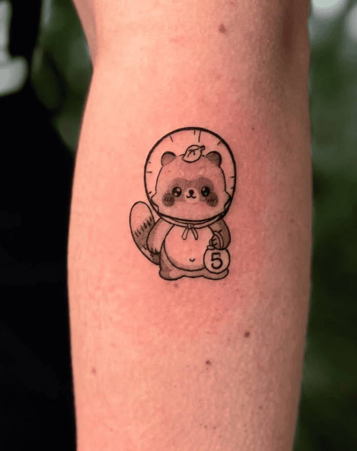 Tanuki Cute Japanese Mythology Tattoo