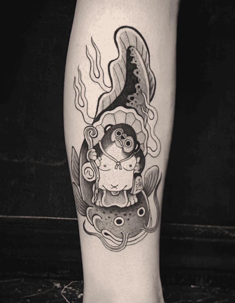 Tanuki Fish Japanese Mythology Tattoo
