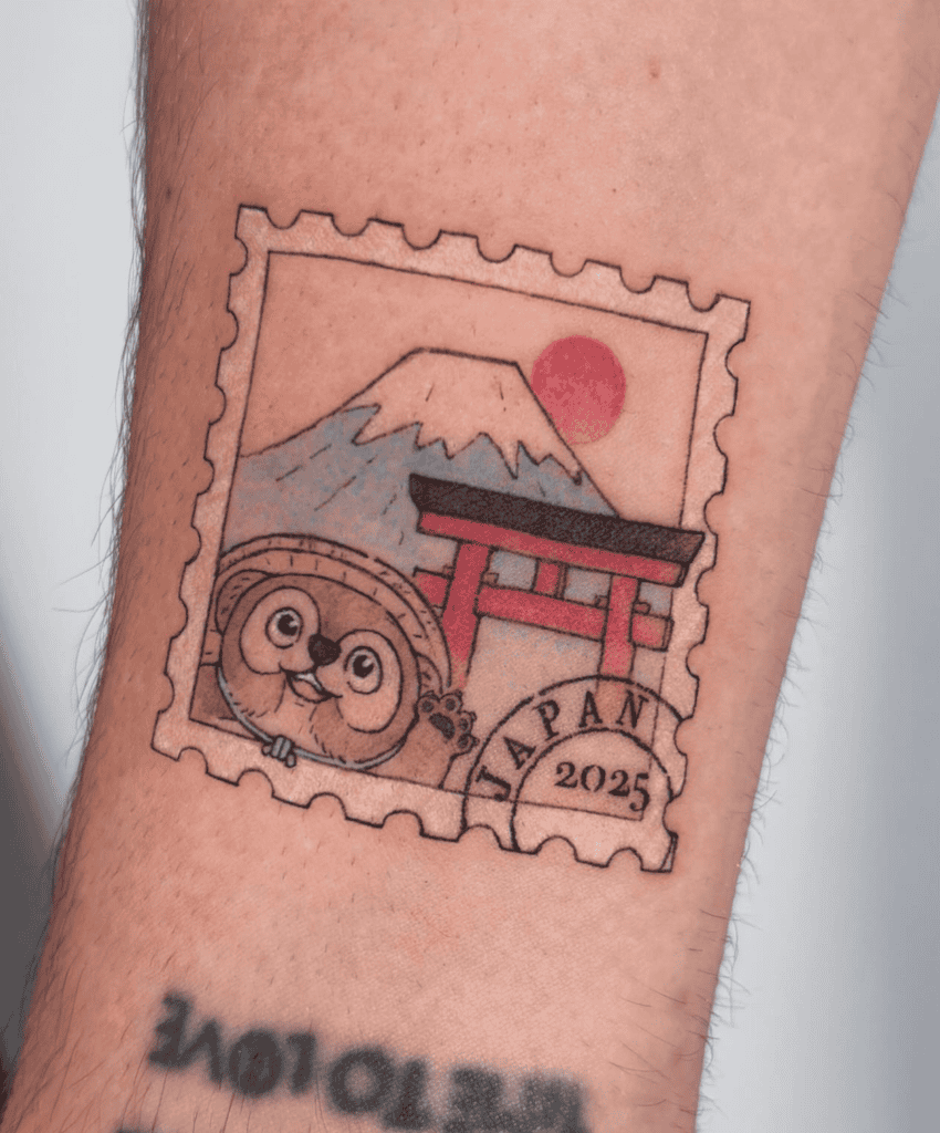 Tanuki Stamp Japanese Mythology Tattoo