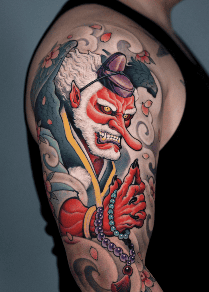 Tengu Beads Japanese Mythology Tattoo