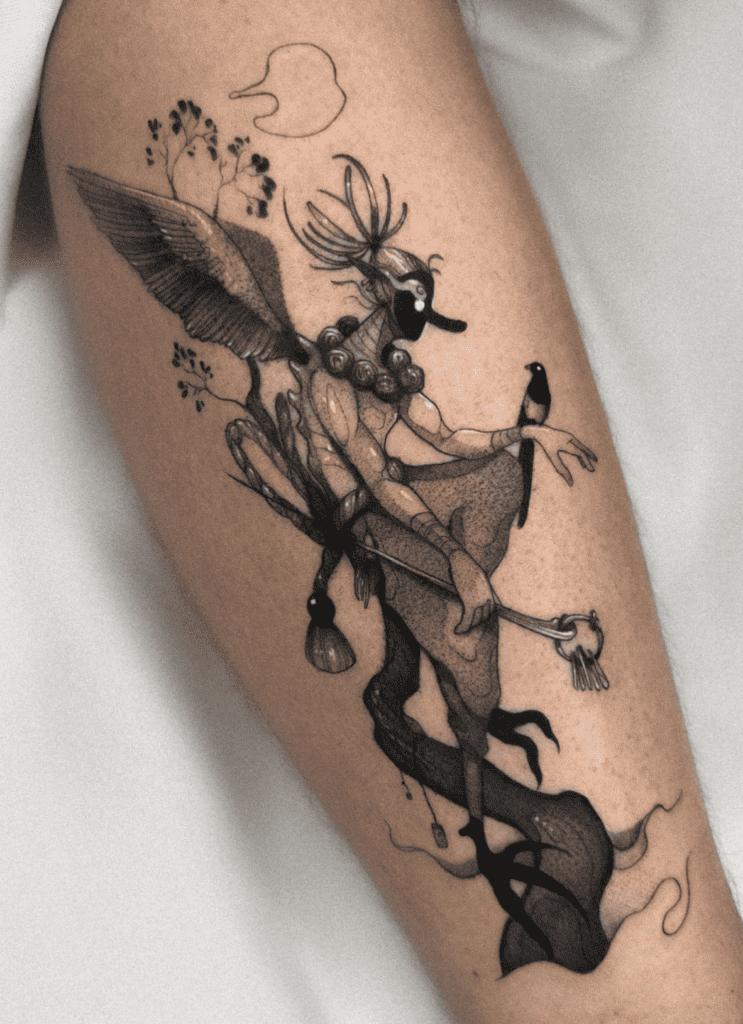 Tengu Black Japanese Mythology Tattoo