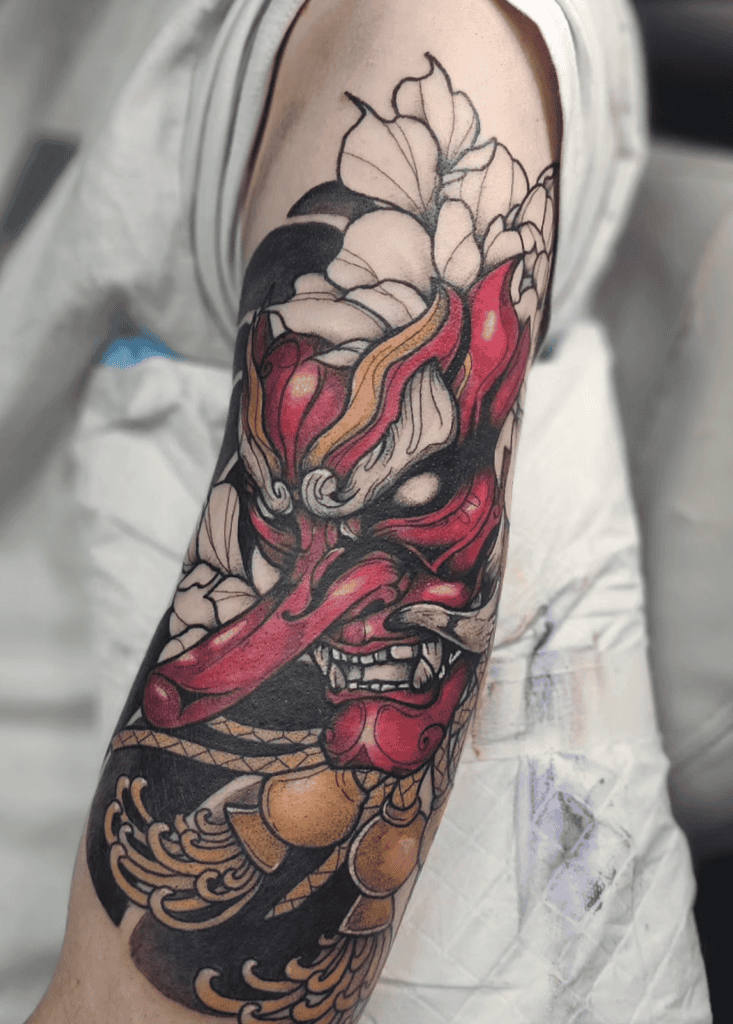 Tengu Mask Japanese Mythology Tattoo
