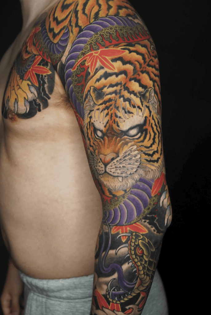 Tiger Colourful Irezumi Tattoo