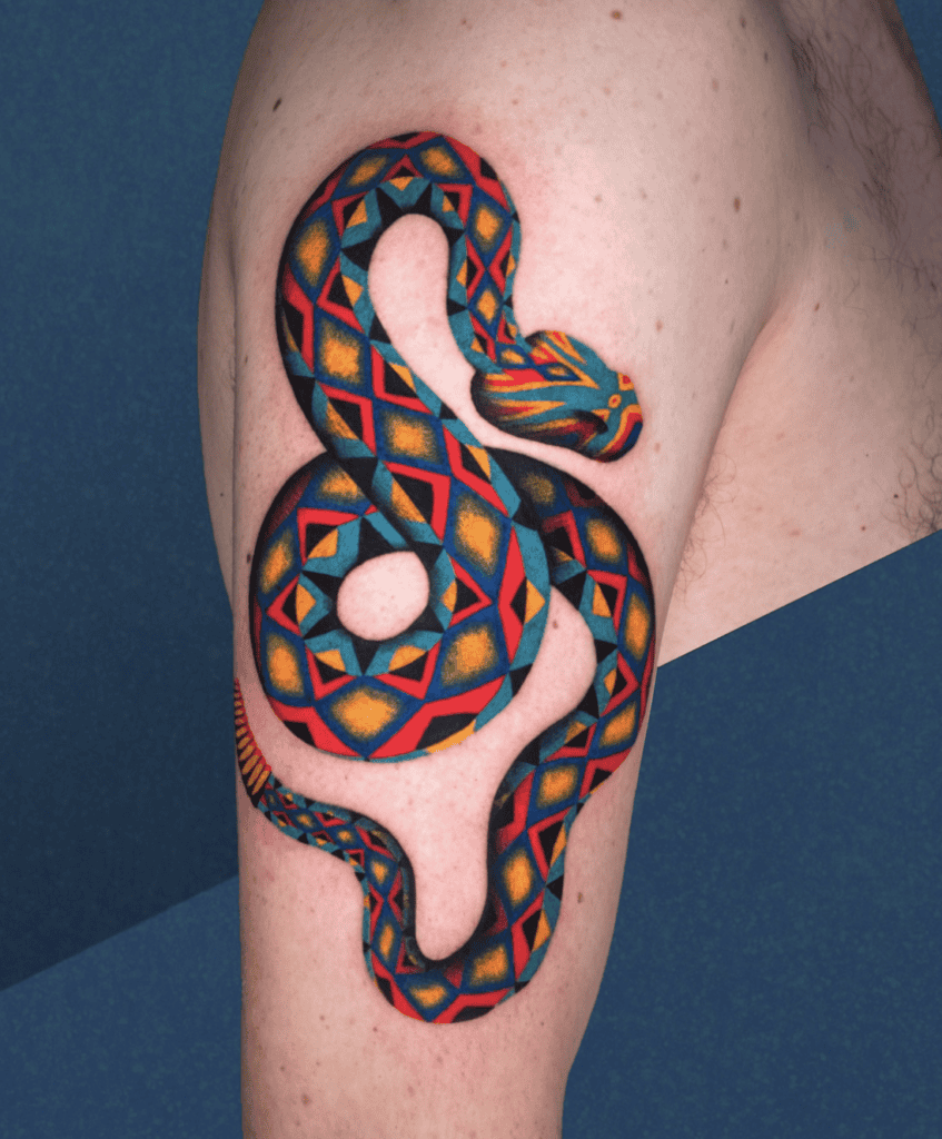 Western Diamondback Colourful Rattlesnake Tattoo