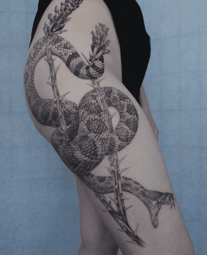 Western Diamondback Fierce Rattlesnake Tattoo