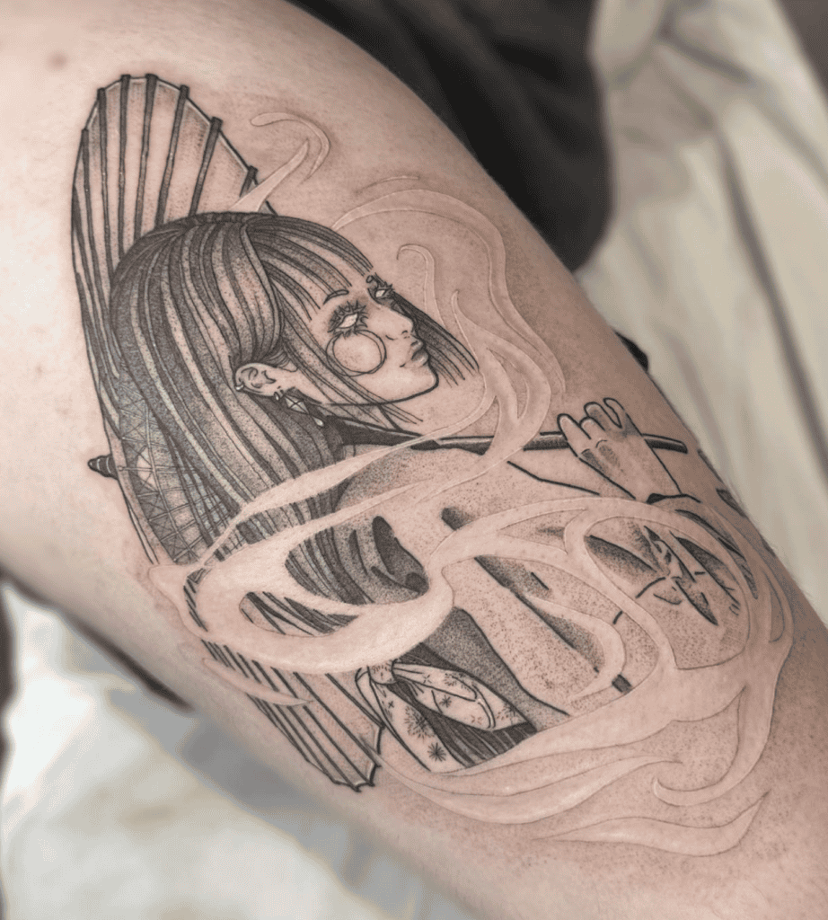 Yuki-onna Umbrella Japanese Mythology Tattoo