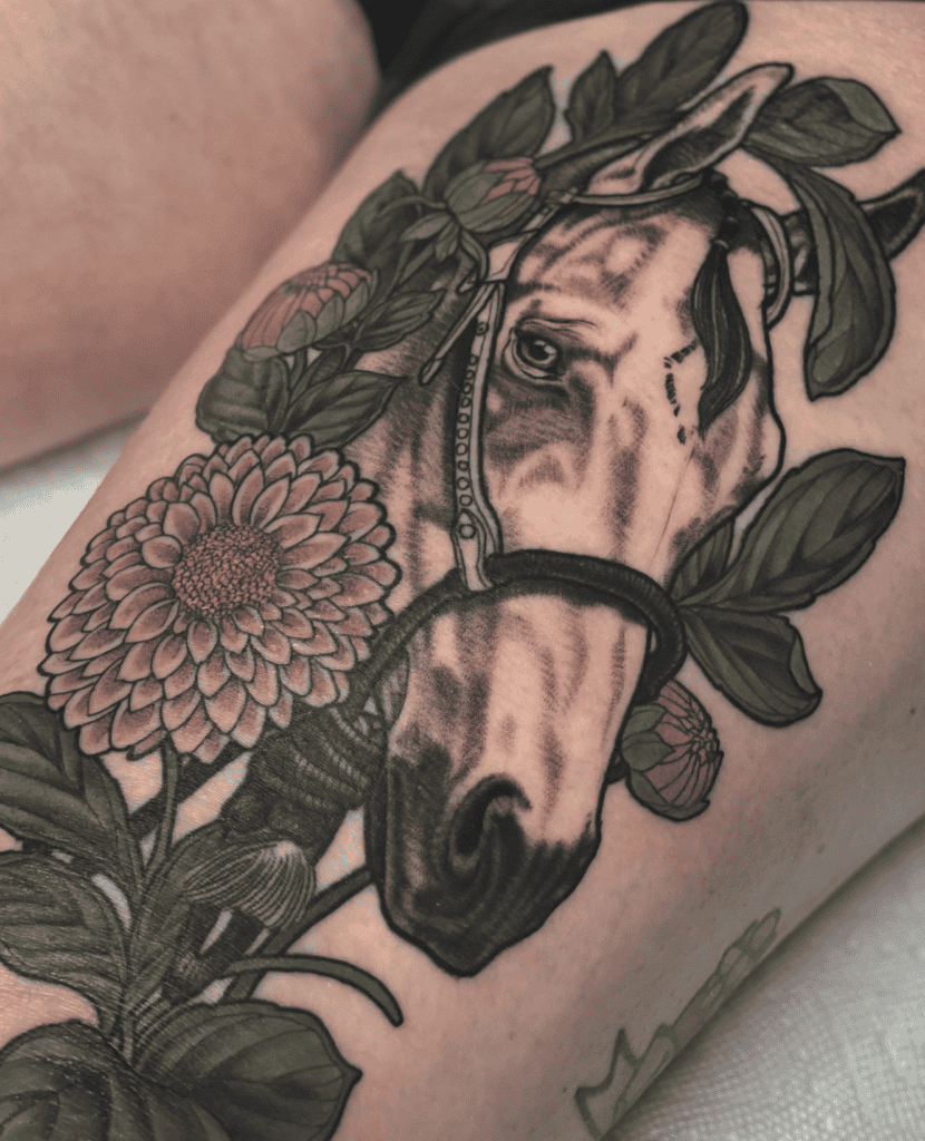 American Quarter Horse Flower Tattoo
