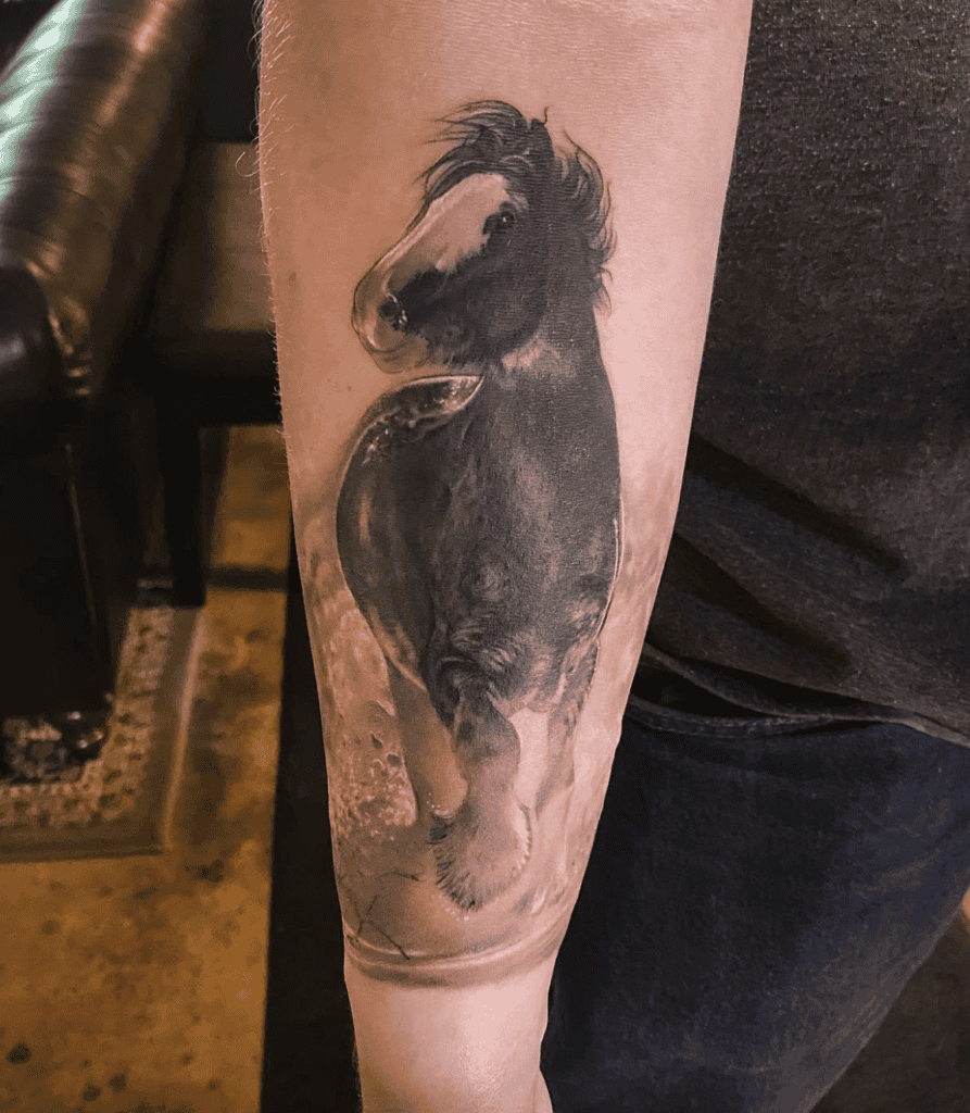 Clydesdale Trot Horse Tattoo