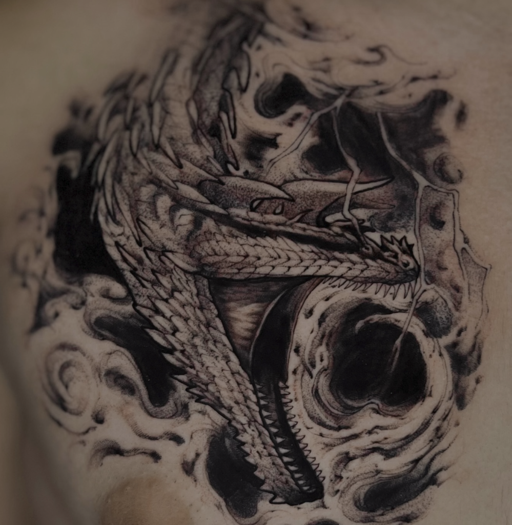Dalamadur Fierce Monster Hunter Tattoo