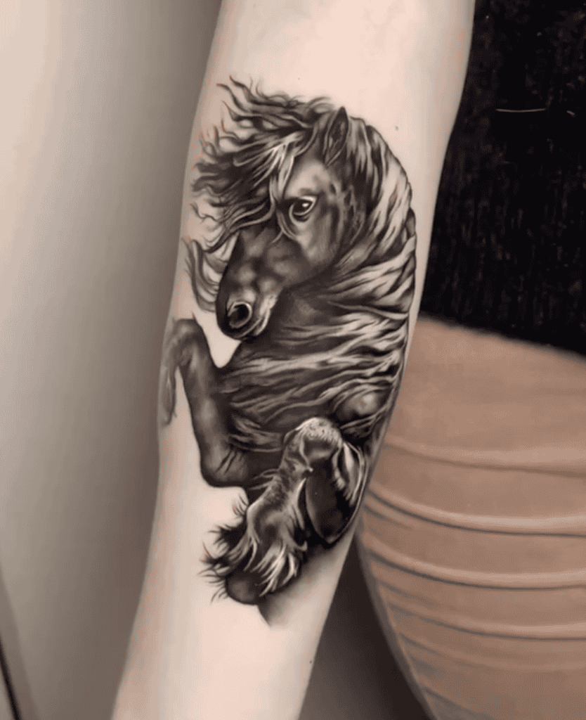 Friesian Rear Horse Tattoo