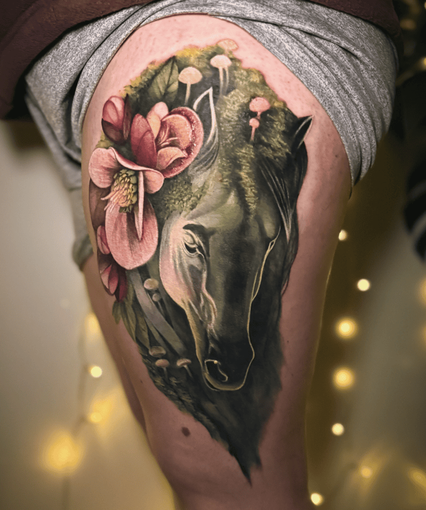 Kelpie Green Horse Tattoo