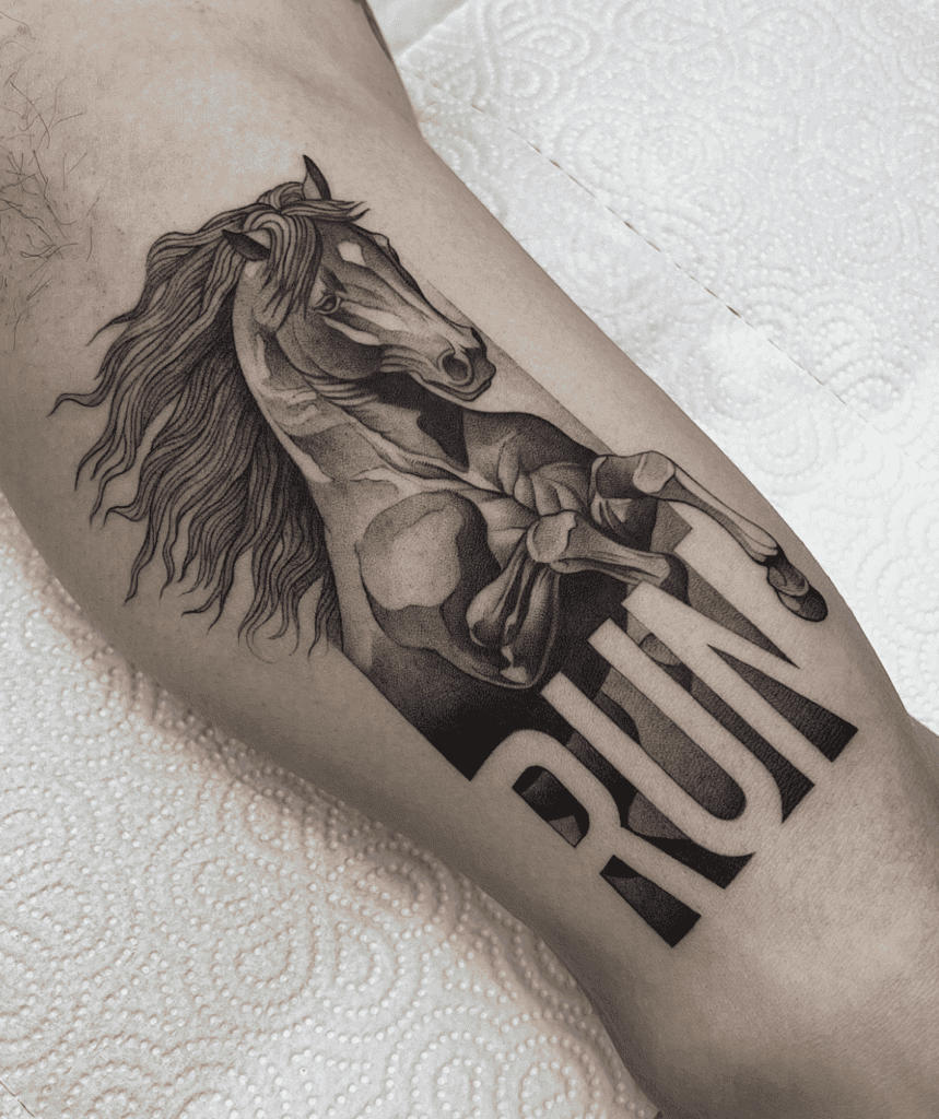 Miscellaneous Run Horse Tattoo