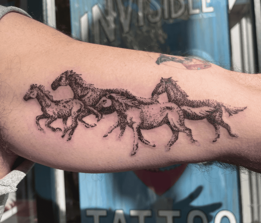 Mustang Group Horse Tattoo