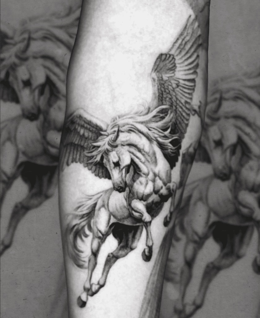 Pegasus Action Horse Tattoo