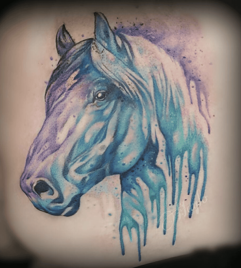 Percheron Watercolour Horse Tattoo