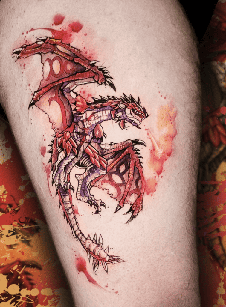 Rathalos Flame Monster Hunter Tattoo