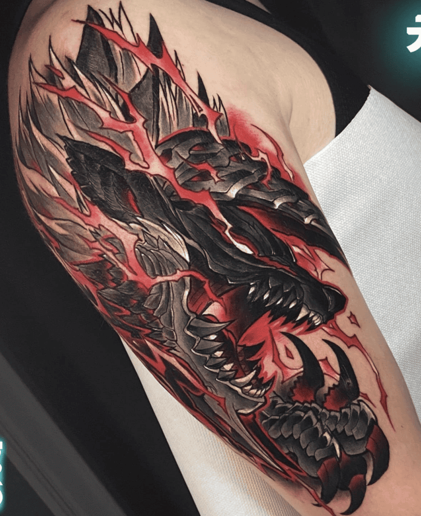 Stygian Zinogre Fierce Monster Hunter Tattoo