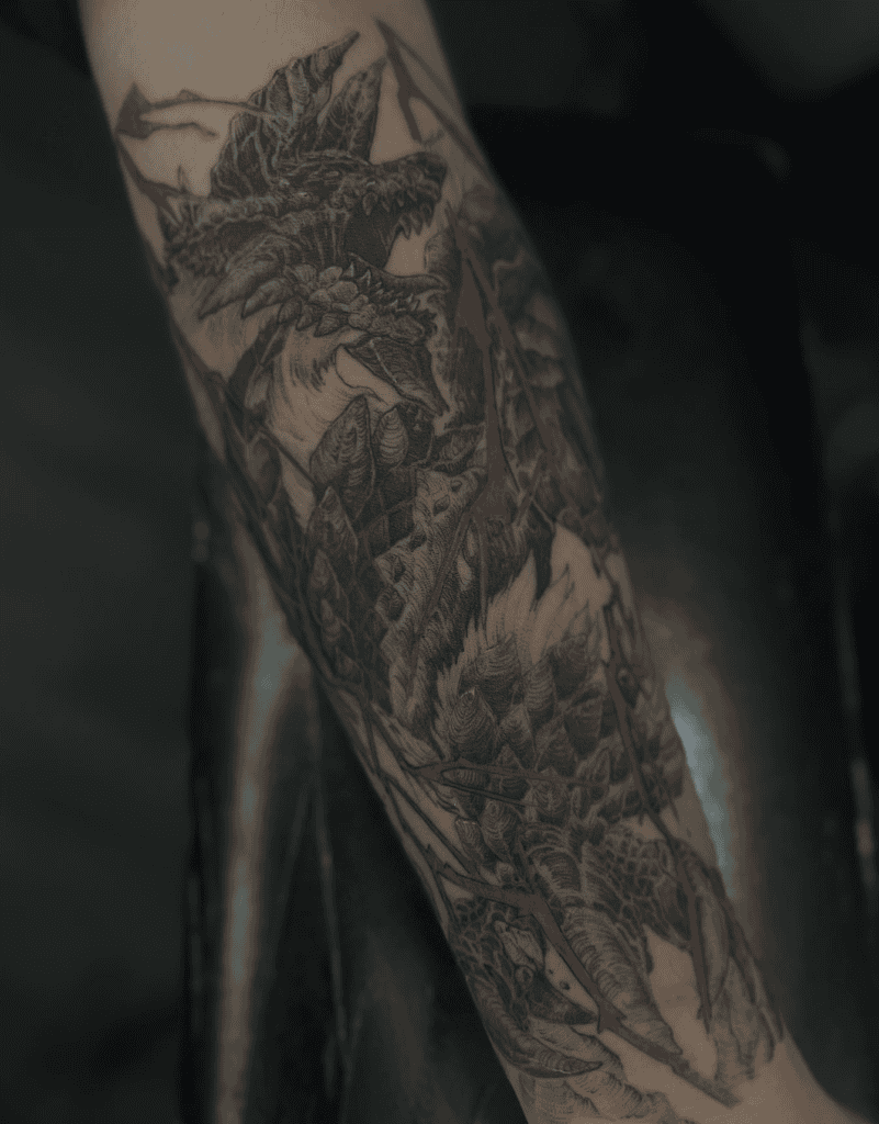 Stygian Zinogre Power Hunt Monster Hunter Tattoo