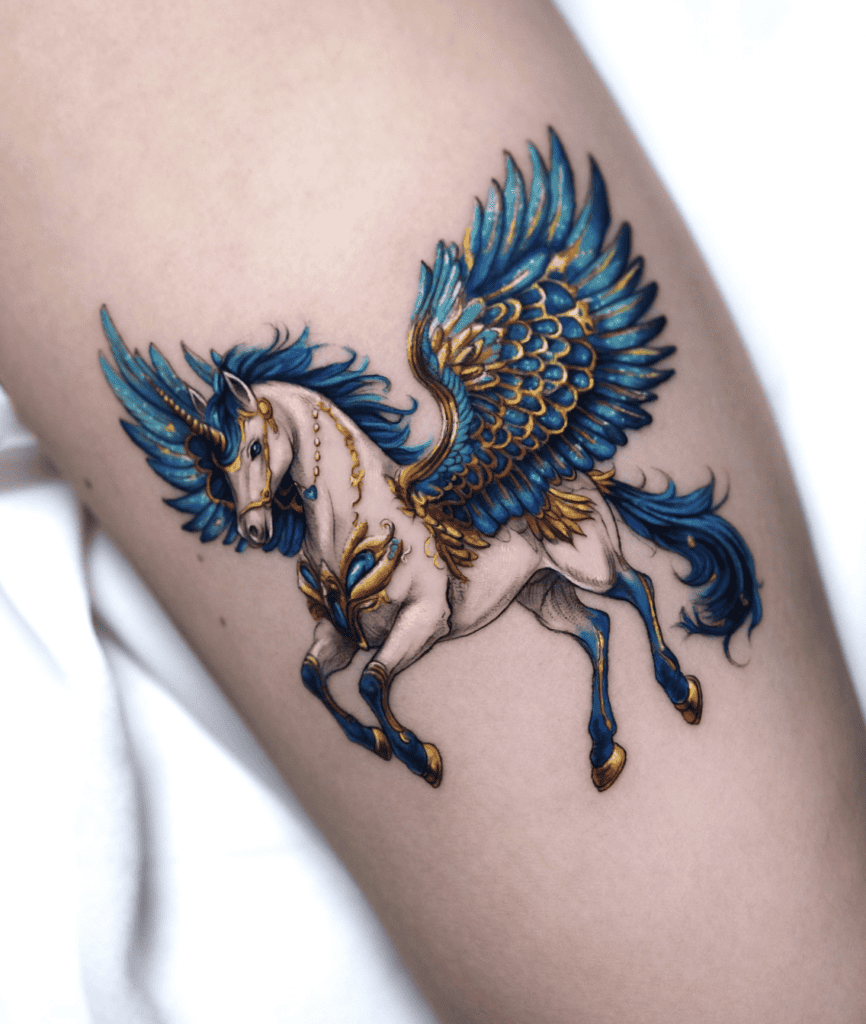 Unicorn Blue Horse Tattoo